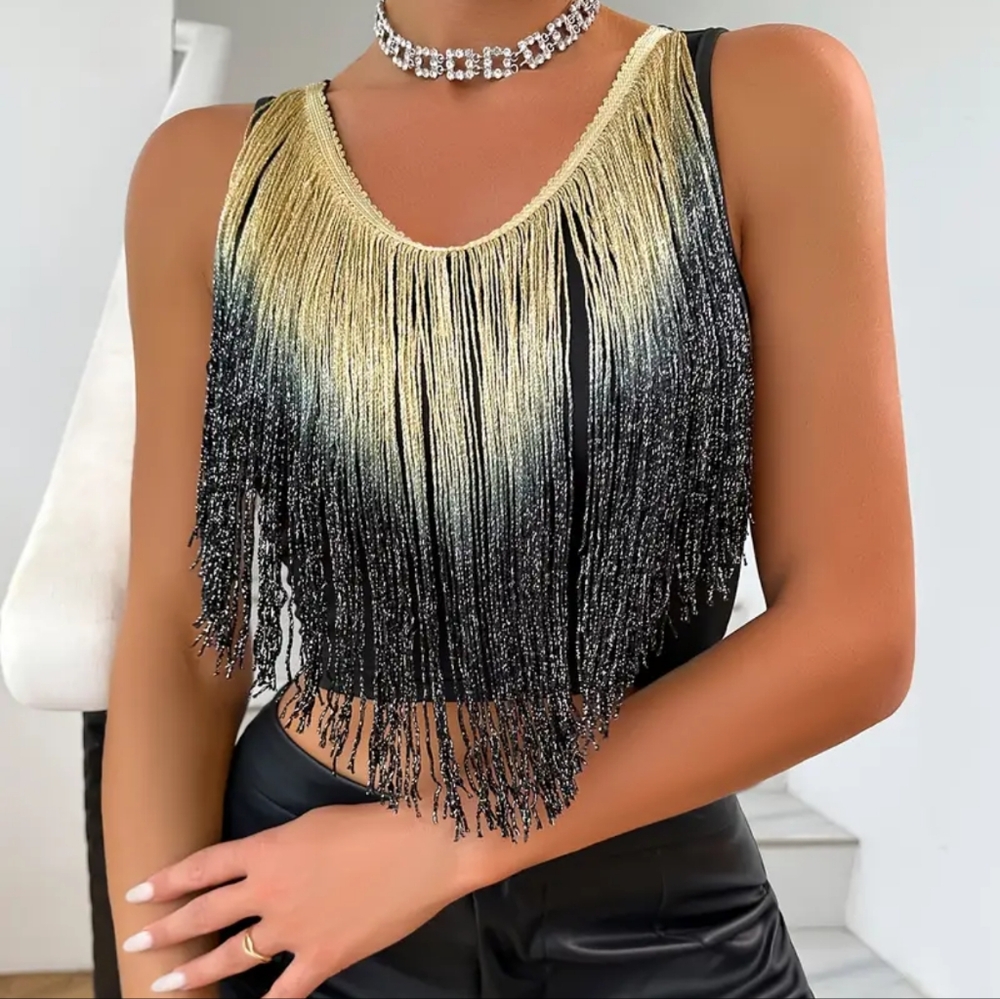 Nwt Gold & Black Top Size Small
